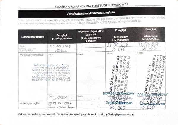 Skan książki serwisowej, strona 18