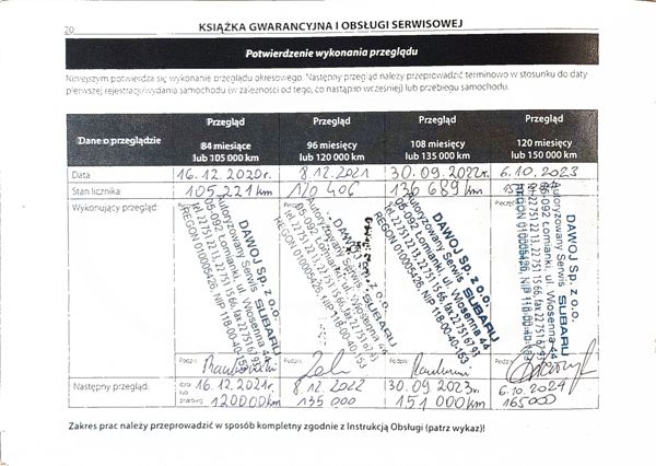 Skan książki serwisowej, strona 20