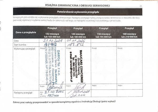 Skan książki serwisowej, strona 21